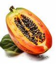 Tropical Delight Realistic Papayas on a Pure White Background