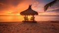 Tropical desert island with a hut on the beach Royalty Free Stock Photo