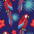 Tropical Design Red Macaw Parrot Seamless Pattern