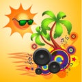 Tropical disco dance background with speakers Royalty Free Stock Photo