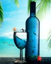 Tropical dream paradise island underwater world in the bottle