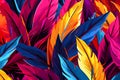 Tropical Dreams in Retrowave: Abstract Leaves Pattern in Vibrant Colors, Generative AI Royalty Free Stock Photo