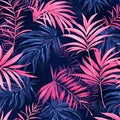 Tropical Dreams in Retrowave: Abstract Leaves Pattern in Vibrant Colors, Generative AI Royalty Free Stock Photo