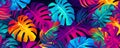 Tropical Dreams in Retrowave: Abstract Leaves Pattern in Vibrant Colors, Generative AI