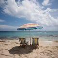 Tropical dreams, sandy beach, whispy clouds, and dreams of tropical paradise Royalty Free Stock Photo