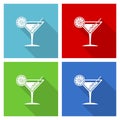 Tropical drink, alcohol, bar, martini in glass icon set, flat design vector illustration in eps 10 for webdesign and mobile Royalty Free Stock Photo