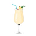 Tropical drink Pina Colada. Realistic vector illustration isolated on white background Royalty Free Stock Photo