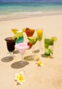 Tropical drinks on a Hawaiian beach Royalty Free Stock Photo