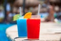 Tropical drinks at the swimming pool