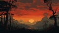 Tropical Dry Forest Firefighters: Retrotranscription 8-bit Sunset Painting