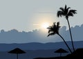 A Tropical Early Morning, Sunrise with Palm Trees Royalty Free Stock Photo