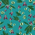 Tropical Eden banana blossom seamless vector pattern