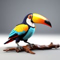 Tropical Elegance: 3D Render of a Toucan Bird Generated by AI in High Definition