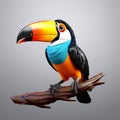 Tropical Elegance: 3D Render of a Toucan Bird Generated by AI in High Definition