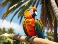 Tropical elegance: A parrot\'s haven in the noonday sun