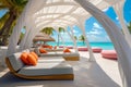Tropical elegance white beach canopies at a luxurious resort