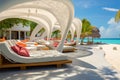 Tropical elegance white beach canopies at a luxurious resort