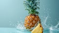 Tropical Euphoria, A Synchronized Dive of a Pineapple With a Missing Slice as It Plunges Into Crystal Clear Waters Royalty Free Stock Photo