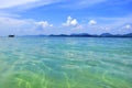 tropical exotic beach clouds and boat Royalty Free Stock Photo