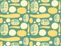 Tropical exotic fruit kiwano melon and zuccini vector seamless pattern