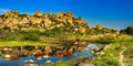 Tropical exotic landscape in Hampi, Karnataka, India Royalty Free Stock Photo