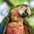 Tropical, exotic, talking,  macaw, parrot, bird, wildlife animal, perched in nature with vibrant colors and eyes looking at you Royalty Free Stock Photo