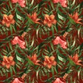 Tropical exotic tender lovely flowers hibiscus pattern