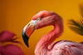 Tropical festivity Flamingo on yellow, capturing the essence of summer joy Royalty Free Stock Photo