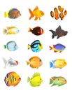 Tropical fish set. Royalty Free Stock Photo