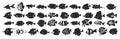 Tropical fish vector black icon set . Collection vector illustration aquarium fish on white background. Isolated black Royalty Free Stock Photo