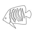 Tropical fish vector outline icon. Vector illustration exotic aunafish on white background. Isolated outline Royalty Free Stock Photo