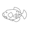 Tropical fish vector outline icon. Vector illustration exotic aunafish on white background. Isolated outline Royalty Free Stock Photo