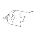 Tropical fish vector outline icon. Vector illustration exotic aunafish on white background. Isolated outline Royalty Free Stock Photo