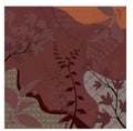 TROPICAL FLORAL SCARF AND PATTERN ON DARK BROWN BACKGROUND