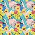 Tropical floral seamless pattern