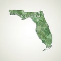 Tropical Florida Map with Botanical Leaf Pattern Illustration Royalty Free Stock Photo