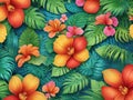 Tropical Flower Background, Exotic Floral Paradise, Vibrant Jungle Blooms