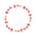 Tropical flower circle wreath, duotone style Royalty Free Stock Photo