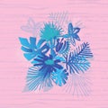 Tropical flower composition, duotone style