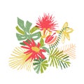 Tropical flower composition, hand drawn