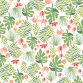 Tropical flower, jungle seamless pattern