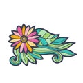 Tropical flower illustration. T-shirt print design. Tattoo art or sticker. Royalty Free Stock Photo