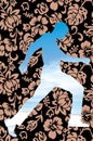 Tropical flower pattern man silhouette