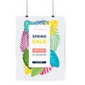 Tropical flower petals spring 50% sale banner template design. Big sale special offer. Special offer banner for poster, flyer, Royalty Free Stock Photo