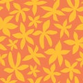 Orange Tropical Silhouette Jasmine Flowers Textiles for Fashion Seamless Repeat Pattern Design
