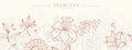 Tropical flowers border seamless pattern in sketch style