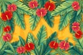 tropical flowers leaves background zoom vector design illustration Royalty Free Stock Photo