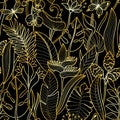 Tropical Gold Seamless Pattern Royalty Free Stock Photo