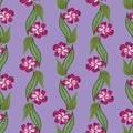 Tropical flowers striped seamless vector pattern