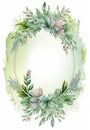 Tropical flowers wreath artistic leaves. Leaves minimalistic invitation invitation. AI generative